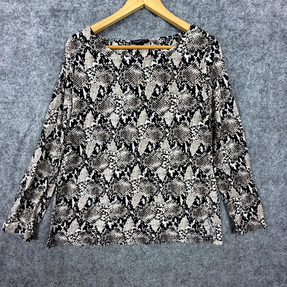Mario Serrani Top Womens M Black Gray Snakeskin Viscose Office Siren Funky Indie